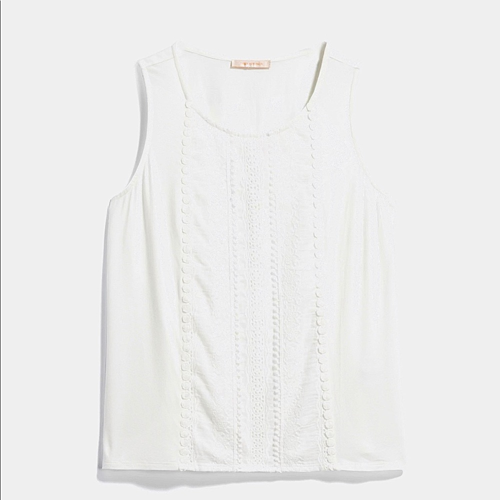 Skies are Blue Petite White Lace Front Knit Tank Top Sleeveless Blouse MP